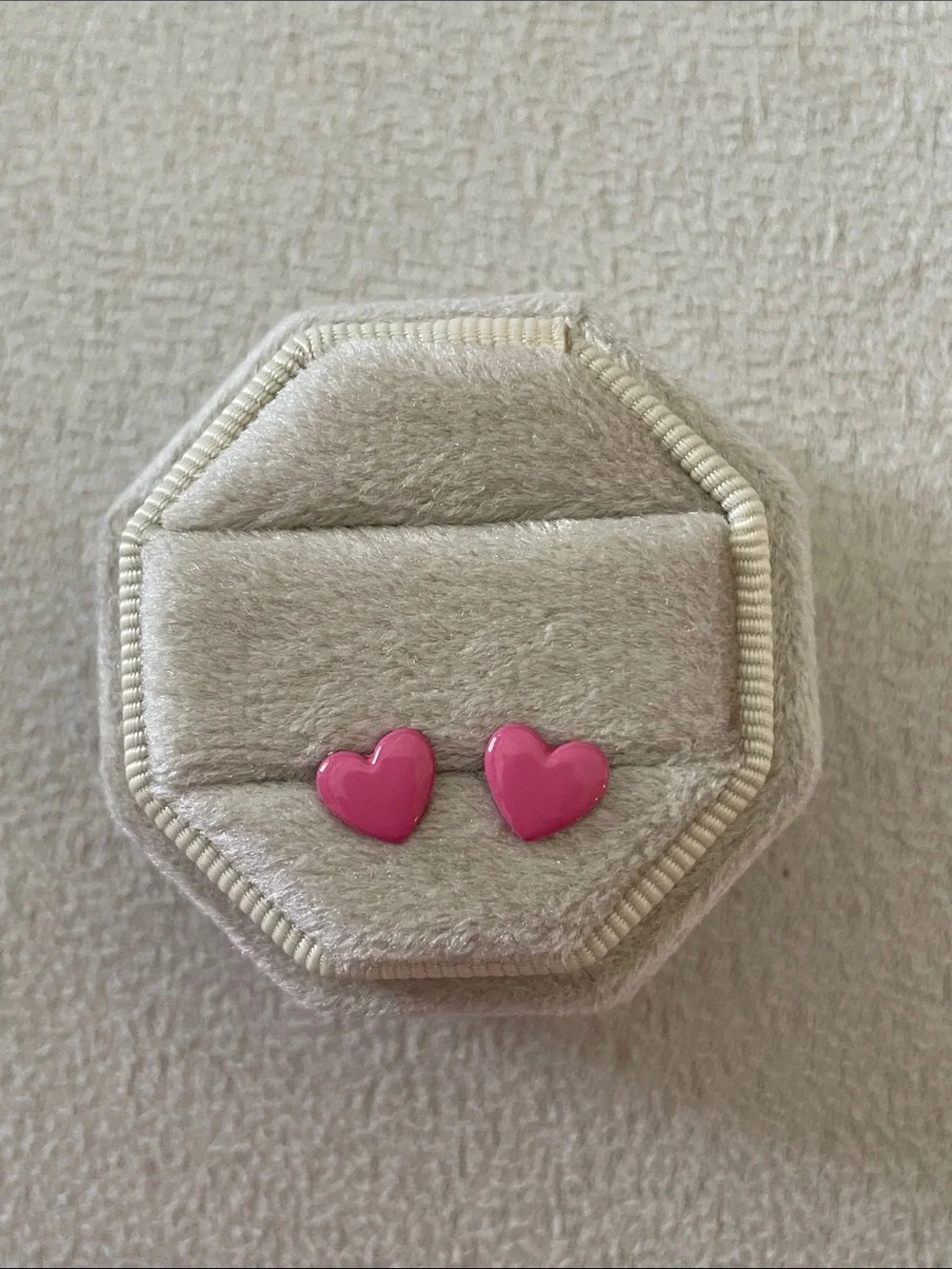 Pink heart shaped stud earrings